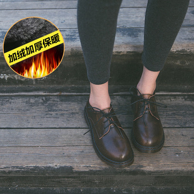 新款2017秋季小皮鞋女加絨復古森女日系學院風文藝軟妹英倫馬丁靴女鞋 岸森圓頭單鞋型號【價格 圖片 品牌 報價】-蘇寧易購富天興鞋帽服飾專營店